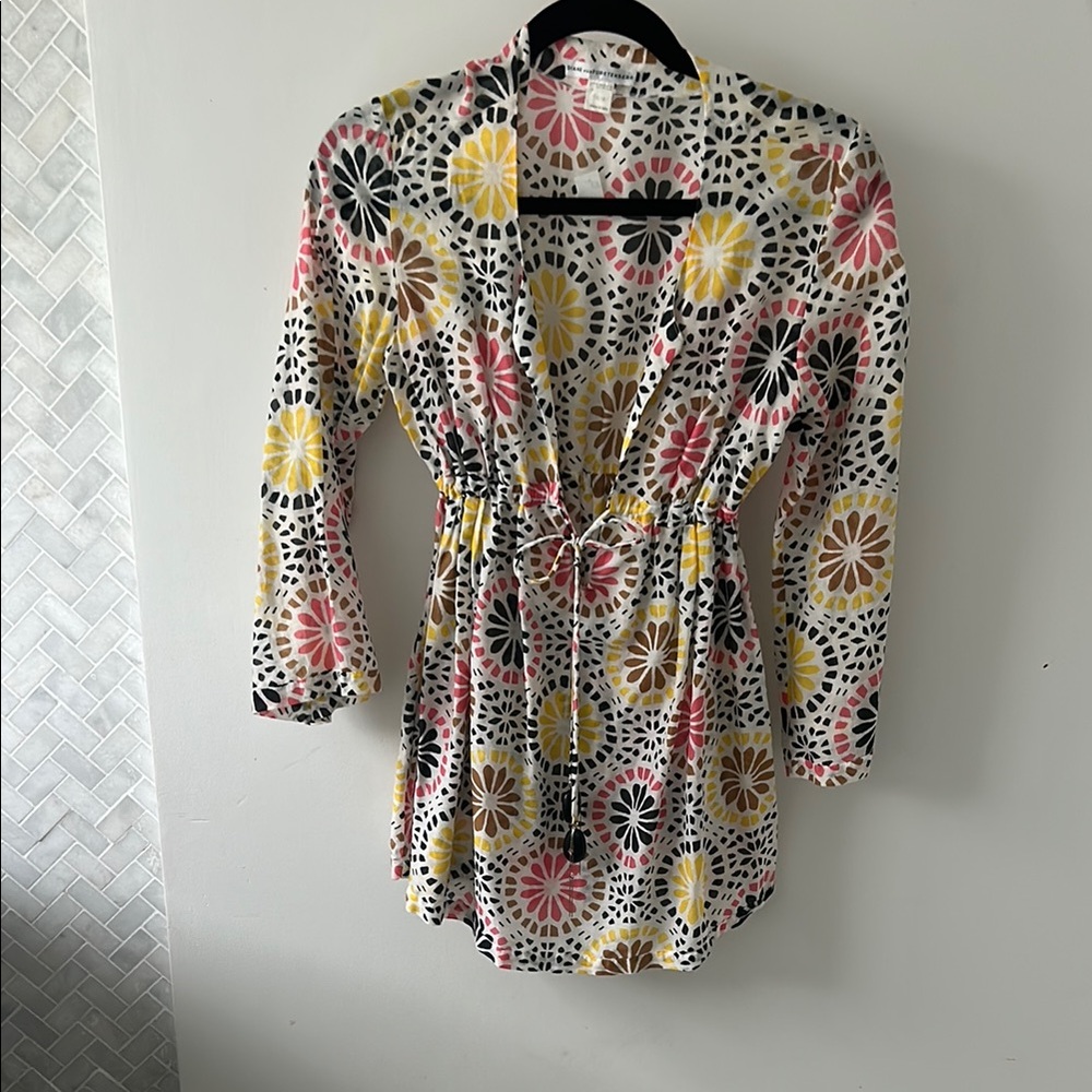 Vintage Diane Von Fürstenberg cotton/silk top with Drawstring Waist